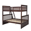 Espresso Wooden Twin Over Full Bunk Bed with Storage Drawers, Ladder, and Safety Guard Rails