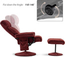 Burgundy Swivel Recliner With Ottoman Massage For RV