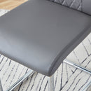 Table and chair set.63*31.4 Inch Luxurious Cold Jade Sintered Stone Dining Table Set- 4 Dark Gray High-quality PU Chairs With Arched Silver Metal Legs.Perfect For Dinner Room,Meeting Room,Kitchen,etc.