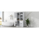 Bathroom Storage Cabinet with Doors and Drawers, Multiple Storage Space, Freestanding Style, Open Shelve, Adjustable Shelf, White