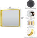 Bathroom Mirror 22x30 Inch Wall Mounted Gold Frame Tempered