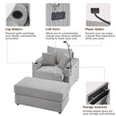 Modern Style Single Sofa Couch with Storage, USB Ports, Cup Holders, and Phone Holder, Grey Corduroy, 41.7'