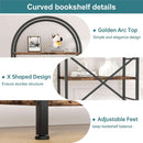 Arched Five Tier Bookshelf Rustic Brown Storage Unit