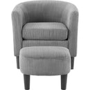 Modern Accent Chair,Upholstered Arm Chair Linen Corduroy Single Sofa Chair with Ottoman Foot Rest Comfy Armchair for Living Room Bedroom and Office,Grey