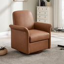 Swivel Accent Chair Modern Barrel Armchair with Wood Base for Bedroom Reading Waiting Living Room