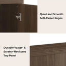 Walnut Sideboard Buffet Cabinet With Generous Storage And Wave Pattern Doors