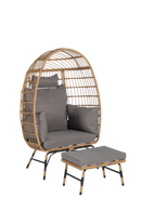 Wicker Egg Chair,Rattan Egg Chair Indoor Outdoor,Oversized Large Egg Chairs 600lbs with Ottoman and Thick Cushions for Porch, Backyard, Balcony