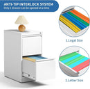 White 2 Drawer File Cabinet With Lock For Home Office Vertical Metal Filing Cabinet For Letter Legal A4 Files