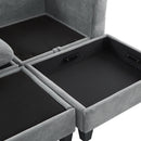 Modern L-Shaped Sectional Sofa with Storage, Movable Ottoman, and Throw Pillows, Grey Chenille, 83'