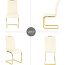 Modern Light Yellow PU dining chair Living room chair Upholstered chair, gold metal chair leg design, kitchen, living room, bedroom, dining room side chair (Set of 4)