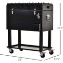 68QT Patio Cooler Ice Chest with Foosball Table Top, Portable Poolside Party Bar Cold Drink Rolling Cart on Wheels with Tray Shelf