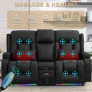 Power Reclining Loveseat With Massage And LED Lighting
