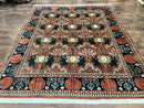 Indo Persian Bidjar Rug 8x10, Red and Black, Handmade Vintage Wool Carpet