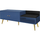 Modern Shoe Storage Bench with Hidden Storage and Upholstered Cushions for Bedside, Living Room and Entryway (Navy)