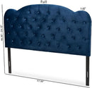 Navy Blue Velvet Upholstered Queen Size Headboard Modern Design