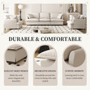 Modular Chenille Sectional Couch 3 Piece Living Room Sofa Set with Upholstered 3 Seater Sofa & 2 Armchairs in Beige