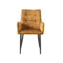 Modern Velvet Dining Chairs 2-Piece Set - Soft Cushioned Seats with Iron Frames in Mustard Yellow