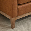 Elegant Upholstered Bench,Daybed,Ottoman with Wood Legs & 2 Bolster Pillows,Brown PU,66.34'W