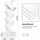 8 Tier Tree Bookshelf With Drawer White Wood Space Saving