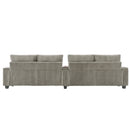 Modern 4-Seater Corduroy Sofa Couch with USB Ports, Hidden Storage Arms, and Flip-Top Cup Holders, Brown, 133 Inches