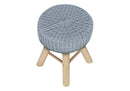 Ottoman, Pouf, Footrest, Foot Stool, Round, Natural Wood Legs, Contemporary, Modern