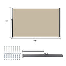 Retractable Side Awning, 118 x 71 in, Waterproof and UV-Resistant, Privacy Screen for Patio, Balcony, Garden, Beige Polyester with Dark Grey Frame