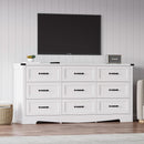 White 59 Inch Premium Modern Multicompartment Dresser