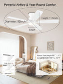 52 Inch Flush Mount Ceiling Fan Remote App Control