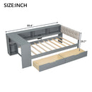 Upholstered Headboard Platform Bed With Storage Shelves, Drawers, Charging Station
