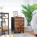 Wooden Three Drawer File Cabinet Under Desk Fits A4 Letter Size Rustic Brown Black Finish With Rolling Storage