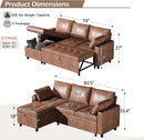 Brown Leather Sleeper Sofa Bed With Storage