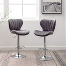 Velvet Adjustable Swivel Barstools Gray Set of Two