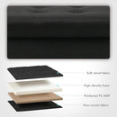 Black Linen Premium Storage Cube Ottoman Tray 15Inch