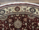 Round Sino Persian Rug 9x9, Burgundy and Cream, Floral, Wool and Silk, 9ft Round Carpet