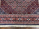 Indo Persian Rug 7x10, Dark Blue and Red Hand Knotted Wool Vintage Oriental Carpet 7 x 10 ft, Handmade Bidjar Rug, Herati Pattern Indian Rug