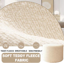 Round Ottoman Foot Rest 17x17x14 White Boucle Fabric