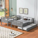 Grey Trundle Bunk Bed Twin Over Full With Guardrail