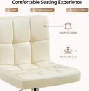 Beige Adjustable PU Leather Swivel Bar Stools Set Of 2