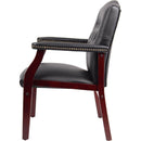 Leather Reception Guest Chairs W/Padded Seat and Arms Ergonomic Mid-Back Office Executive Side Chair for Meeting Waiting Room Conference Office Guest Chairs,Black