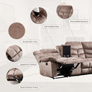 Brown Manual Reclining Sectional Sofa With Cup Holders