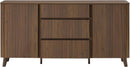 62 Inch Walnut Sideboard Buffet With Adjustable Shelves