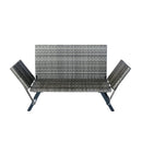 1 PCS Patio Wicker Side Foldable Bench Patio Backyard Conversation Bench Grey Wicker + Dark Grey Cushion