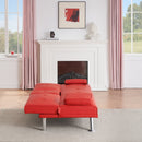 67-inch Red Leather Multifunctional Double Folding Sofa Bed with Coffee Table for Office Use
