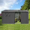 Metal garden sheds 12ftx10ft outdoor storage sheds grey with window with sliding door
