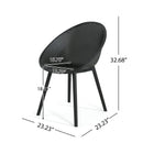 Modern Gable Dining Chair Set of 2 with Weather-Resistant Plastic in Black