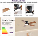 52 Inch Dimmable LED Ceiling Fan Flush Mount Efficient