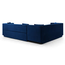 Contemporary Vertical Channel Tufted Velvet Sectional Sofa Modern Upholstered Corner Couch for Living Room Apartment with 4 pillows,Blue
