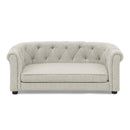 Contemporary Rectangular Pet Sofa with Arc-Shaped Backrest and Armrests, Breathable Linen, Cozy Soft Cushion - Beige
