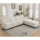 [NEW ARRIVED]Modular Sofa,U Shaped Cloud Couch Comfy Set ,6-Seater, 2 Armrest Pillows, Convertible Sectional  Couch, Living Room,Apartment, Chenille(2 Movable Ottoman),Beige