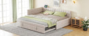 Full Size Upholstered L-Shaped Upholstered Daybed with Twin
Size Pop Up Trundle and USB ports, Beige
